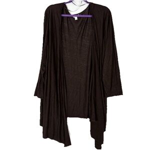 Charter Club Linen Cardigan Women’s 3X Chocolate Brown Open Front Lightweight
